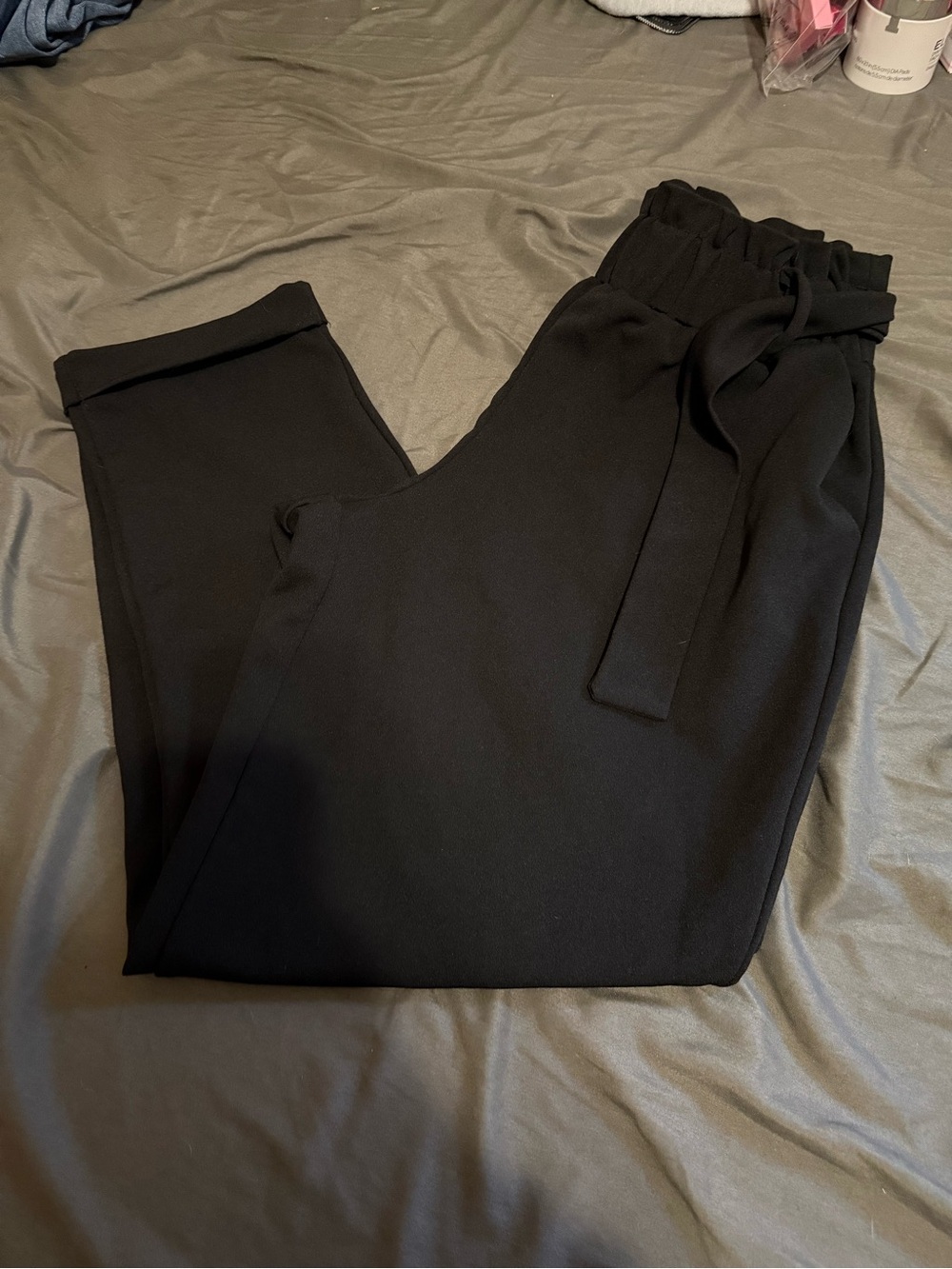 Maurice’s Black Paperbag Waist Tie Pants Medium Long Cropped Career Pants
